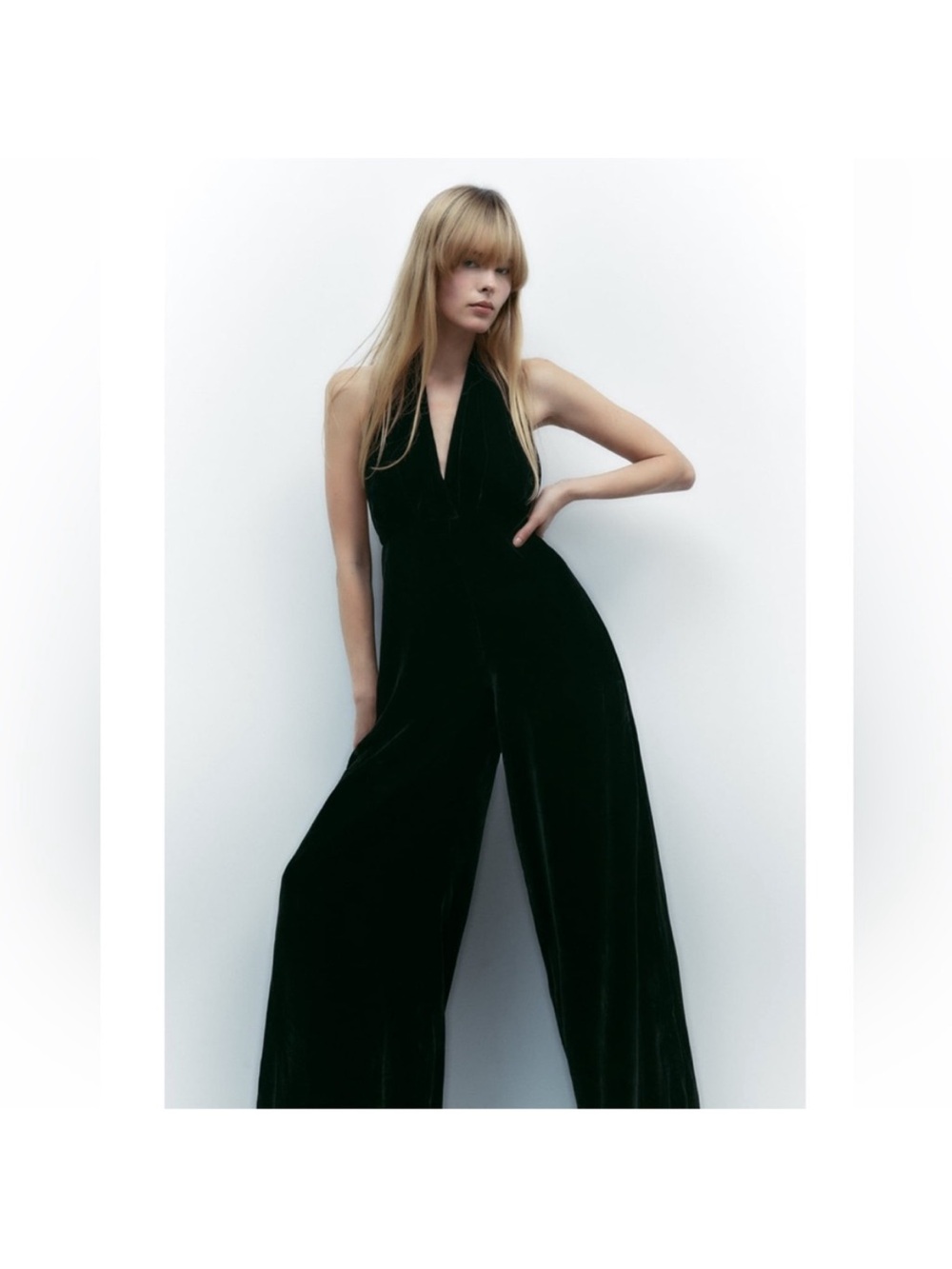 Zara velvet halter jumpsuit